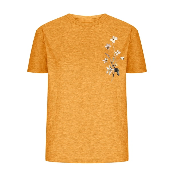 Tops de Manga Corta de las Mujeres, Cuello Redondo Impreso, Camiseta de Manga Corta para las Mujeres