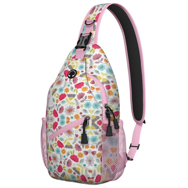 Colorful Artistic Sling Backpack with Fashionable Pop Art Design, Lightweight Crossbody Bag Featuring Rainbow Gradient and Psychedelic Elements for Daily Use
