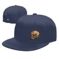 thumbnail image 4 of DouZhe Flat Brim Cap Snapback Hat, Mysterious Gothic Skull Shadow Prints Adjustable Blue Adult Baseball Cap, 4 of 6