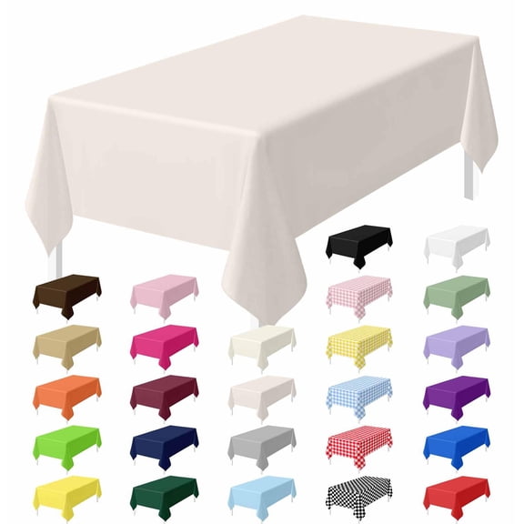 Minzimin 2 Pack Tablecloth Disposable 54 x 108 Inch Plastic Table Cloth Disposable Waterproof Rectangle Table Cover for Party Birthday Camping Picnic Tablecloths
