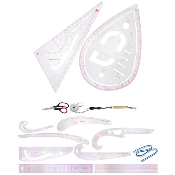 Quilting Rulers Set Clear Metric Sewing Rulers French Curve Pattern Kit Dressmaker Tailor Fabric Rulers for Beginners Designers