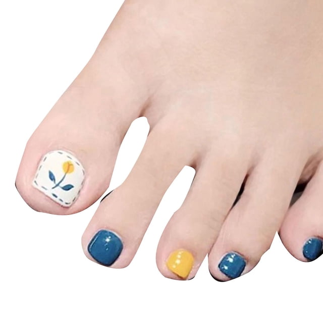 Uñas postizas cortas, tapa completa, prensa en las uñas de los pies | HUOGUO
