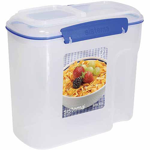 4.2 L Clear With Blue Clips Sistema KLIP IT Cereal Container 