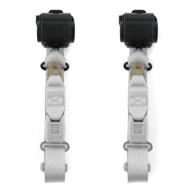 Standard 3 Point Gray & Grey Retractable Bucket Seat Belt Kit for Desoto 1929-1945 - 2 Belts