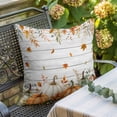 thumbnail image 3 of Throw Pillow Covers, Orange Green Pumpkins Fall 24x24 Pillow Covers for Couch/Sofa/Bed, Thanksgiving Maple Leaf Wooden Decorative Square Linen Cushion Pillowcase for Home Decor, 3 of 9