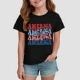 thumbnail image 2 of Wxirdiow Girls American Flag T-Shirt Girls 4th of July USA Shirt American Flag Patriotic T-Shirt Independence Day Outfit for Kids Black Size,9-10 Years, 2 of 4
