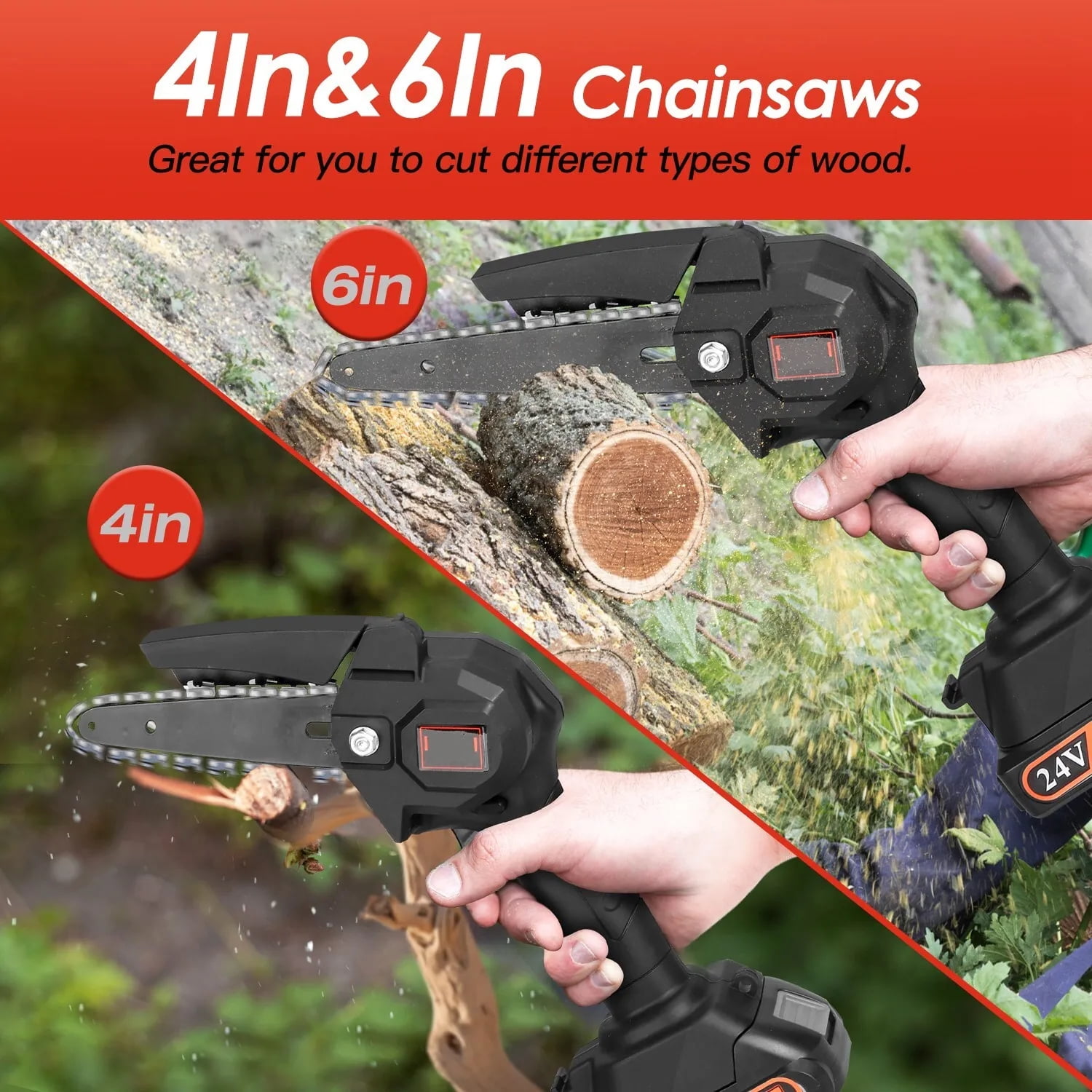 MYJTOPUS 2-in-1 Mini Electric Chainsaw with Cordless Pole Saw, Black