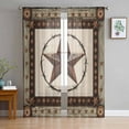 thumbnail image 3 of Country Texas Star Semi Sheer Curtains 108 Inch Length 2 Panels Set, Brown Farmhouse Vintage Wooden Sheer Kitchen Curtain Privacy Voile Window Curtain for Living Room Bedroom Rod Pocket Drapes, 3 of 7