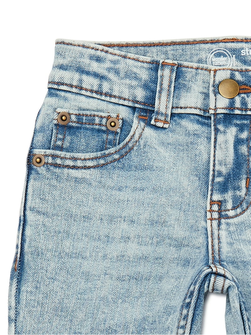 Wonder Nation Boys Distressed Straight Leg Denim Jeans Sizes 4-18