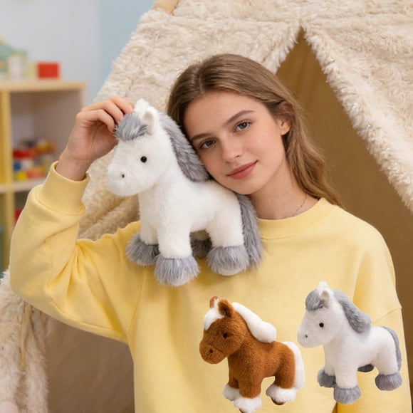 Sentmoon Stuffed Animals Toys for 10 Year Old Boys Gifts for Kids Simulated Ponys Doll Horse Plushs Toy Cute Zodiacs Horse Children's Doll Year Of The Horses Mascots