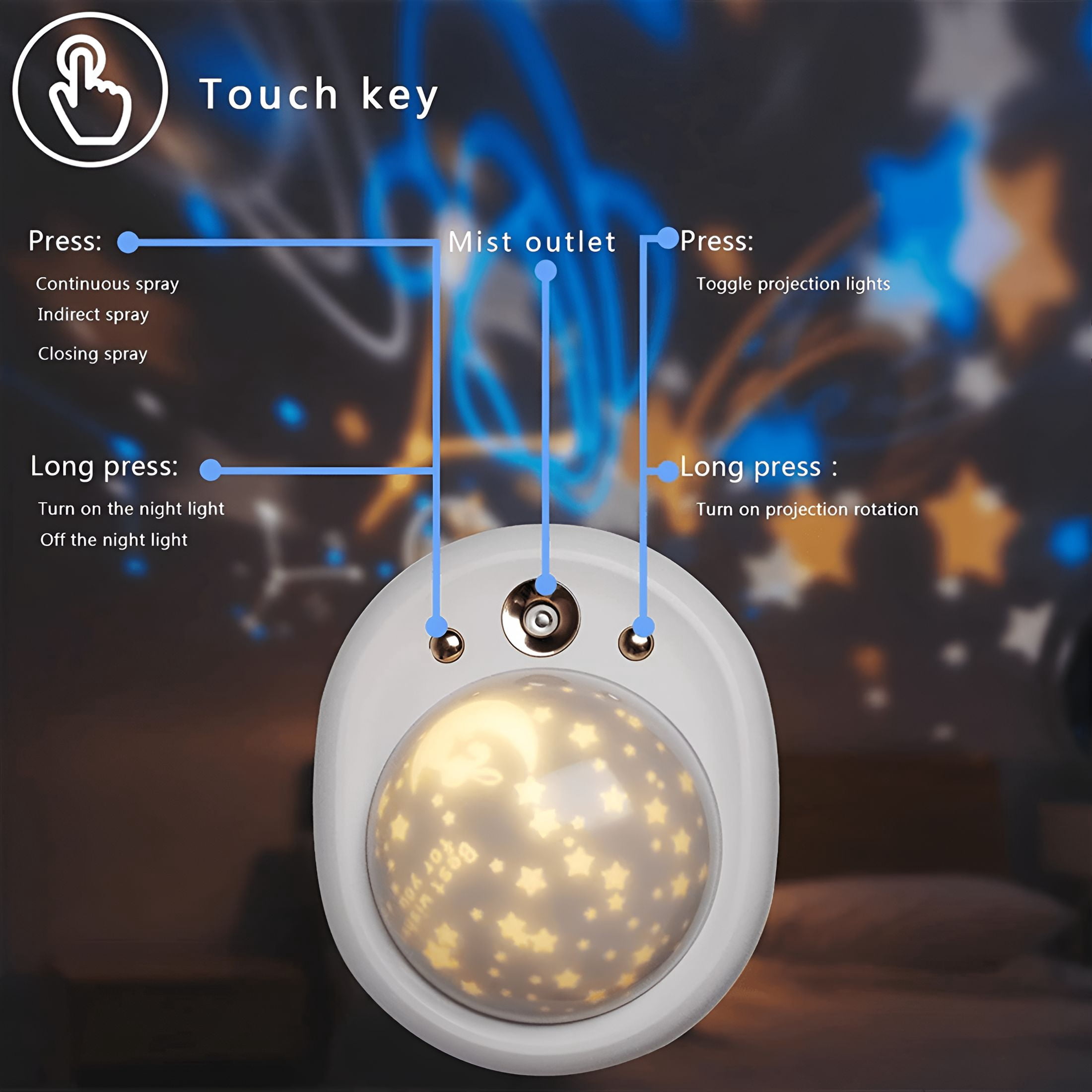 HIBIBUD 2026 New Baby Mist Humidifiers for Bedroom Quiet Baby Humidifier- Small Humidifiers for Home with Night Light & Star Projector for Kids for Nursery, Bedroom, Playroom, Travel
