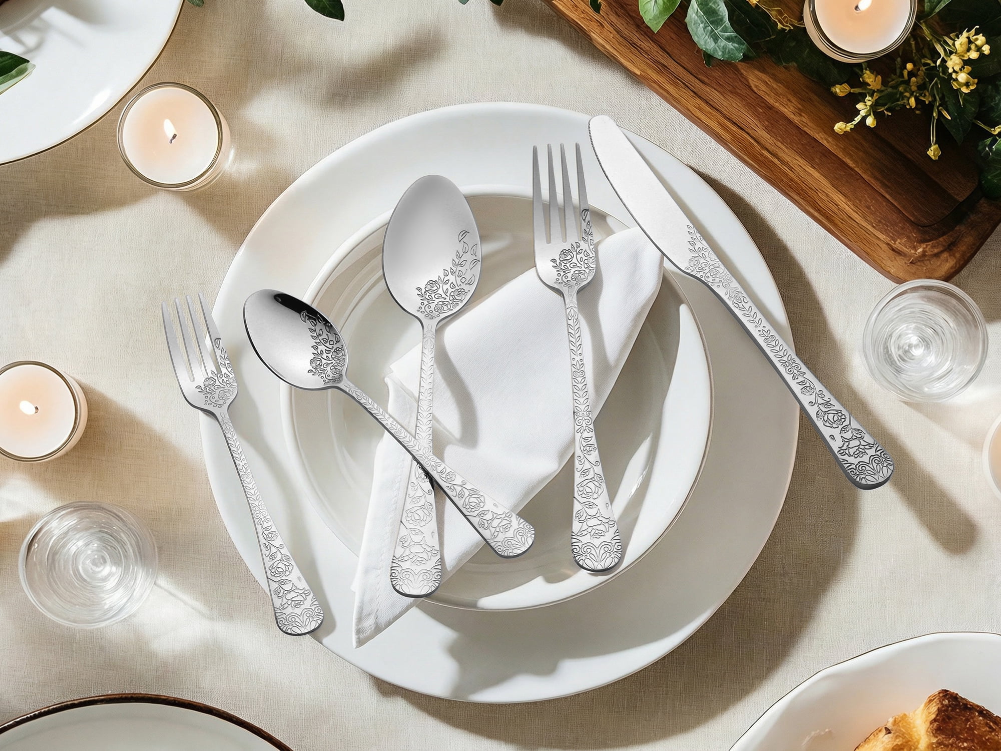 Unique Bargains 20 Pieces Stainless Steel Silverware Set for 4 Modern Cutlery Silver