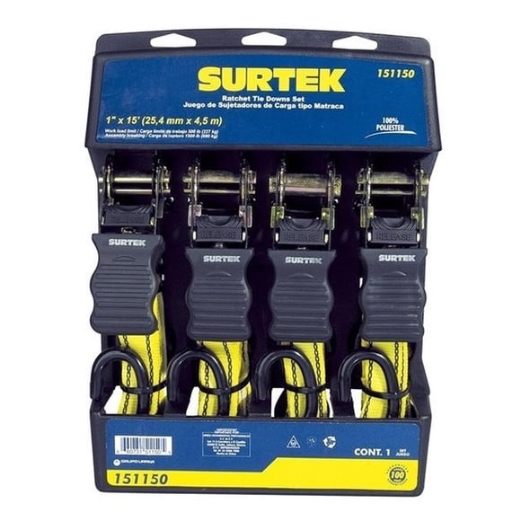 Juego De 4 Sujetadores Y Tensores Tipo Matraca 4.5m Surtek 1 SURTEK 151150