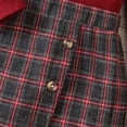 thumbnail image 4 of Wavsuf (3-8 Years) Red Knit Long Sleeve Top + Plaid Button Half Tweed Skirt Set Two Piece Skirt Set Red Size 4Y, 4 of 8