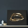 thumbnail image 3 of Xecao Golden Lips Modern Sculpture for Waterproof Framed Canvas Art - Modern Home Decor with Real Wood Frame for Gifting and Interior Design,Horizontal, 3 of 6