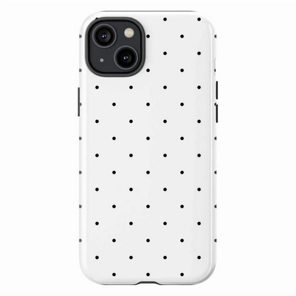 Chic Black Polka Dot Phone Case on White, Retro Dotted Design for iPhone 16, 15, 14, 13, 12, 11 Plus Pro Max Mini