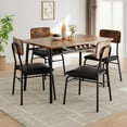 thumbnail image 1 of 5-Piece Dining Table Set for 4 with Storage Rack – Wood Tabletop, Heavy-Duty Metal Frame, Upholstered Chairs – Dining Room Set for Small Space, Apartment – Brown, 1 of 7