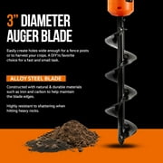 SuperHandy Electric Earth Auger and Drill Bit - 20V 4Ah Battery System, 12 x 3 Drill Bit, 3/4 Shaft