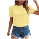 thumbnail image 1 of Blusas de Manga Corta para las Mujeres de la Moda Color Sólido Botón de Verano con Cuello Redondo, Poliéster, 1 of 7