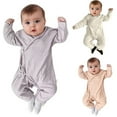 thumbnail image 2 of XinLfly Newborn Baby Girl Clothes Long Sleeve Romper Infant Fall Winter Outfits Solid Color Button Jumpsuit Preemie Girl Clothes,White,90, 2 of 8