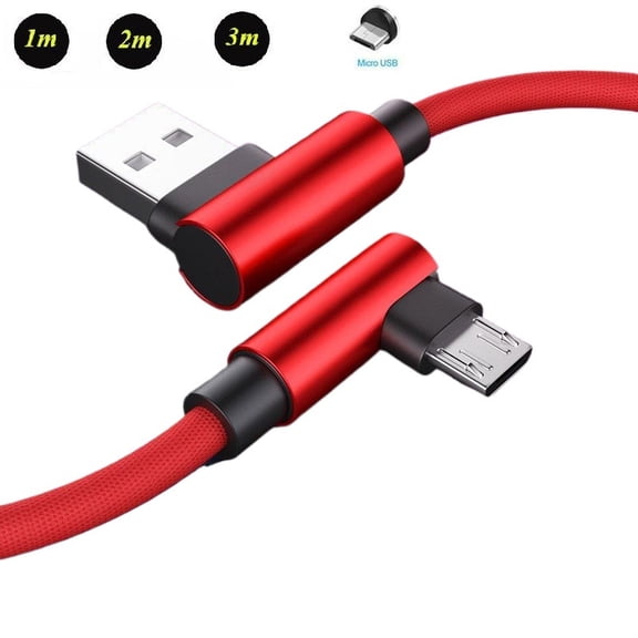 Durable Double-Ended 90-Degree Bend Micro USB Charging & Data Sync Cable for Android Devices