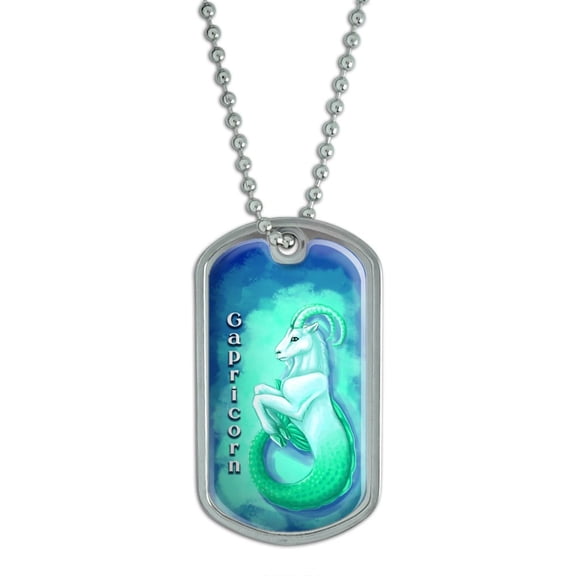 Capricorn Sea Goat Zodiac - Astrological Sign Astrology Dog Tag