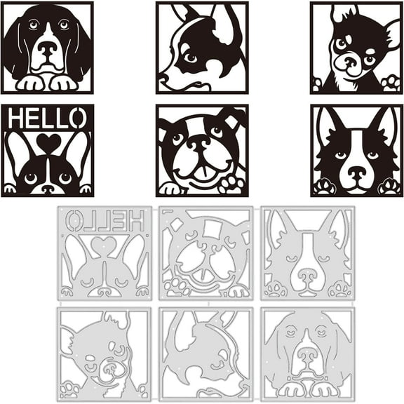 6 Styles Animal Dog Metal Die Cuts Peeking" Puppy Cutting Dies Stencils for DIY Scrapbooking Card Making Album Decorative Art Crafts 18.1x11.9cm/ 7.12x4.68 Inch DIY