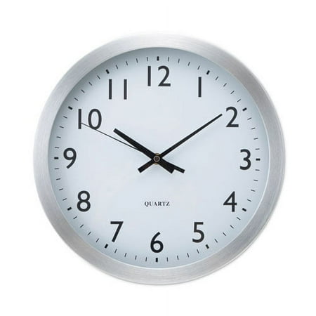 Brushed Aluminum Wall Clock, 12 Overall Diameter, Silver Case, 1 Aa (sold Separately) | Bundle of 2