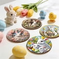 thumbnail image 6 of JHEHF Easter Bunnies Rabbit CupCoaster Wooden Coffee Cup Pads for Bar, Kitchen, Dining Room Housewarming Gifts Home Kitchen Party Supplies 12PCS, 6 of 9