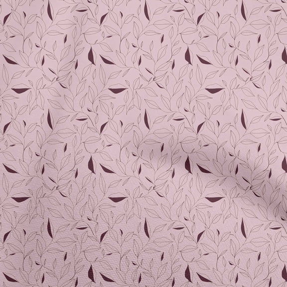 oneOone Cotton Flex Light Pink Fabric Line Drawing Leaf Sewing Fabric By The Yard Printed Diy Clothing Sewing Supplies 40 Inch Wide