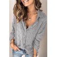 thumbnail image 1 of Women's Gray Long Sleeve Button Fuzzy Polka Dot Shirt, 1 of 4