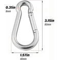 thumbnail image 3 of Mousquetons Robustes en Acier Inoxydable 304, Lot de 4 M8 Crochets à Ressort de 3,1 Po avec Capacité de 650 Lb, Verrou de Porte Lisse pour Camping, Pêche, Hamacs, Randonnée, Porte-Clés, Laisses pour Chiens et Plein Air, 3 of 6