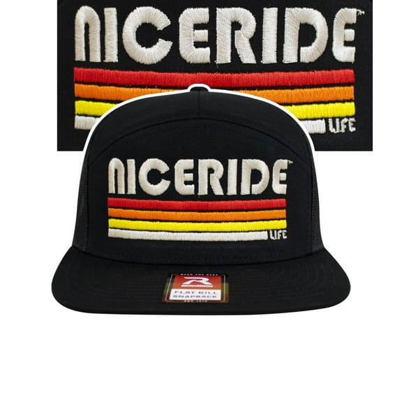 "Trigger" Black 7 Panel Trucker Hat Available in "Evening Glow" For Adult Men & Women