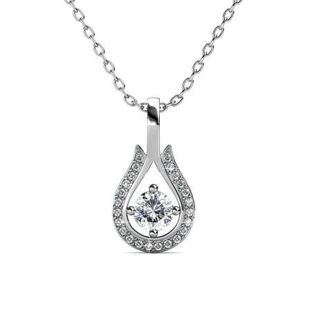 Cate & Chloe Bernadette 18k White Gold Plated Teardrop Necklace with Swarovski Crystals for Women