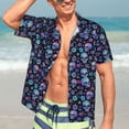 thumbnail image 7 of Fuzoiu Skull Flower Blue Print Hawaiian Shirt for Men, Summer Beach Casual Short Sleeve Button Down Shirts, Men’s Beach Summer Shirts with Pocket,Large, 7 of 7
