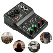Miumaeov Mini 2 Channel Audio DJ Mixer Console Interface 48V Power Professional Audio Equipment for Studio Live Show Party Recording Microphone/Guitar XLR+6.35mm 3.5mm Stereo in