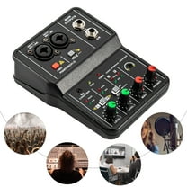 110V 5W 2 Channel Mixing Console Live Studio Audio DJ Mixer Sound Board USB Interface Black 3.94*5.51*1.73in for Home KTV, Campus Presentations, Conferences