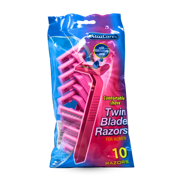Xtracare Women's Twin Blade Razors, 10 Count – Lubricating Strip