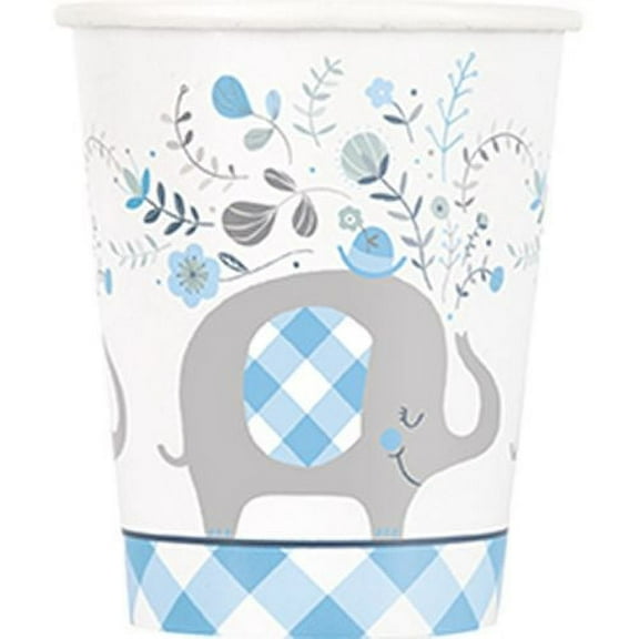 Baby Shower 'Blue Floral Elephant' 9oz Paper Cups (8ct)