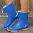 thumbnail image 4 of EKVAHL Women's Mid Calf Winter Boots, Non‑Slip Faux Leather Tennis Shoes, Faux Fur Lined Orthopedic Walking Booties For Cold Weather Blue, 4 of 5