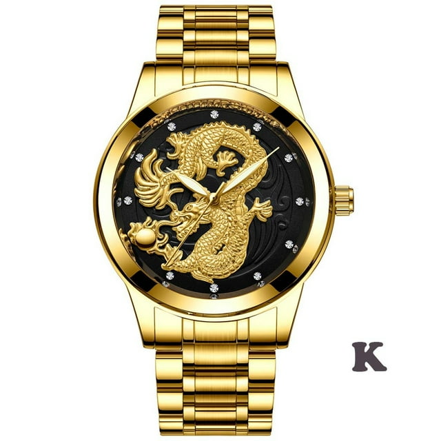 Reloj de mesa LongFeng para parejas, luminoso, de cuarzo dorado, con correa de acero fina.