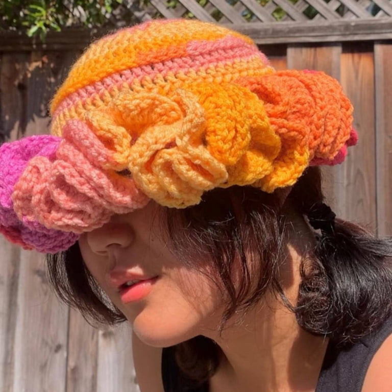 Handmade Crochet Bucket Hat for Woman Teen Outdoor Commute  display picture 3