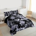 thumbnail image 3 of Feelyou Grey Camo Abstract Queen Comforter Set, Pixel Grid Miners Bedding Set, 3pcs, 3 of 8