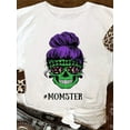 thumbnail image 1 of Julyccc T-Shirt Décontracté à Manches Courtes Imprimé Crâne d'Halloween pour Femmes, 1 of 5