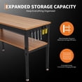 thumbnail image 4 of Établi Réglable de 60 à 48 Pouces avec Prises de Courant et USB, Cadre en Acier Supérieur en Bois Franc Robuste de 2500 Lb, Tablette de Rangement pour Garage, Atelier, Bureau, Noir+bois Naturel, 4 of 7