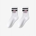 thumbnail image 1 of 1 Pair Barbies Cartoon Women's Mid Length Socks Solid Color Parallel Stripe Simple Fashion Sports Sweat-Absorbing Ladies' Socks BB001 Single code, 1 of 6