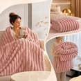 thumbnail image 4 of Striped Bubble Faux Rabbit Fur Throw Blanket,60"x80",Ultra Soft,Luxury Ribbed Faux Fur Throw,Thick Warm Textured Blanket,Cozy Fluffy Reversible Polyester for Bed,Couch,Chair,Sofa,Pink, 4 of 6
