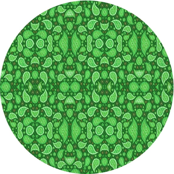 Ahgly Company Machine Washable Indoor Round Transitional Green Area Rugs, 3' Round