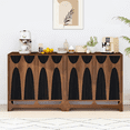 thumbnail image 2 of LEFHDA Black Geometric Pattern Design Sideboard Buffet Cabinet, Kitchen Storage Cabinet, 31.5" Accent Cabinet for Living Room, Kitchen, Dining Room, Entryway, Walnut Set of 2, 2 of 8