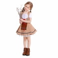 thumbnail image 2 of Huvoen Robe de Bal à Manches Courtes Oktoberfest Col Rond Smockée à Nouer Ligne A à Volants Fluide pour Halloween Marron m, 2 of 7